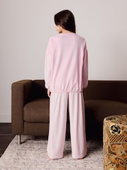 Ecru/Pink Bow - Fleece Cosy Pyjamas (3-16yrs) - Image 3 de 8