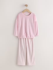 Ecru/Pink Bow - Fleece Cosy Pyjamas (3-16yrs) - Image 5 de 8