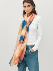Pink Floral Plisse Lightweight Scarf - Image 3 of 6