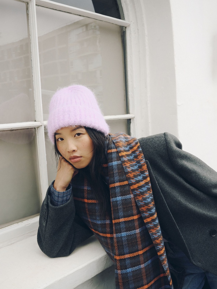 Lilac/Purple Ribbed Beanie Hat - Image 2 of 7 Lilac/Purple Ribbed Beanie Hat - Image 2 of 7