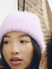 Lilac/Purple Ribbed Beanie Hat - Image 4 of 7