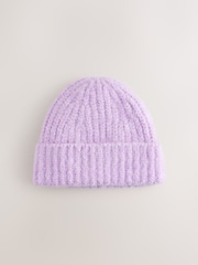 Lilac/Purple Ribbed Beanie Hat - Image 5 of 7