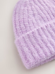 Lilac/Purple Ribbed Beanie Hat - Image 6 of 7