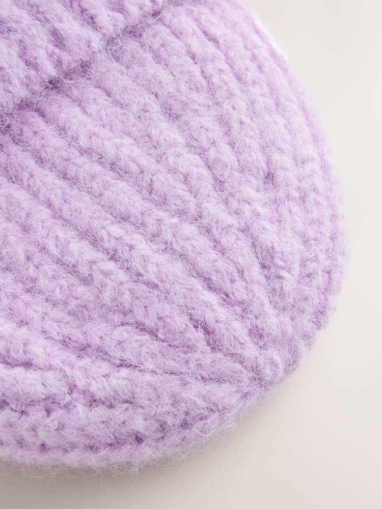 Lilac/Purple Ribbed Beanie Hat - Image 7 of 7 Lilac/Purple Ribbed Beanie Hat - Image 7 of 7