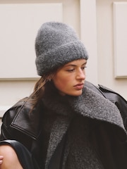 Charcoal Grey Ribbed Beanie Hat - Image 1 of 5