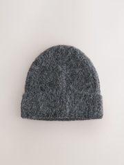 Charcoal Grey Ribbed Beanie Hat - Image 3 of 5