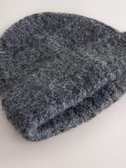 Charcoal Grey Ribbed Beanie Hat - Image 5 of 5