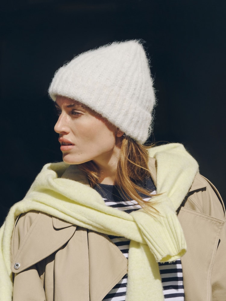 Cream Ribbed Beanie Hat - Image 1 of 6