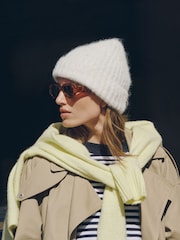 Cream Ribbed Beanie Hat - Image 3 of 6