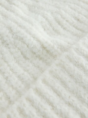 Cream Ribbed Beanie Hat - Image 6 of 6