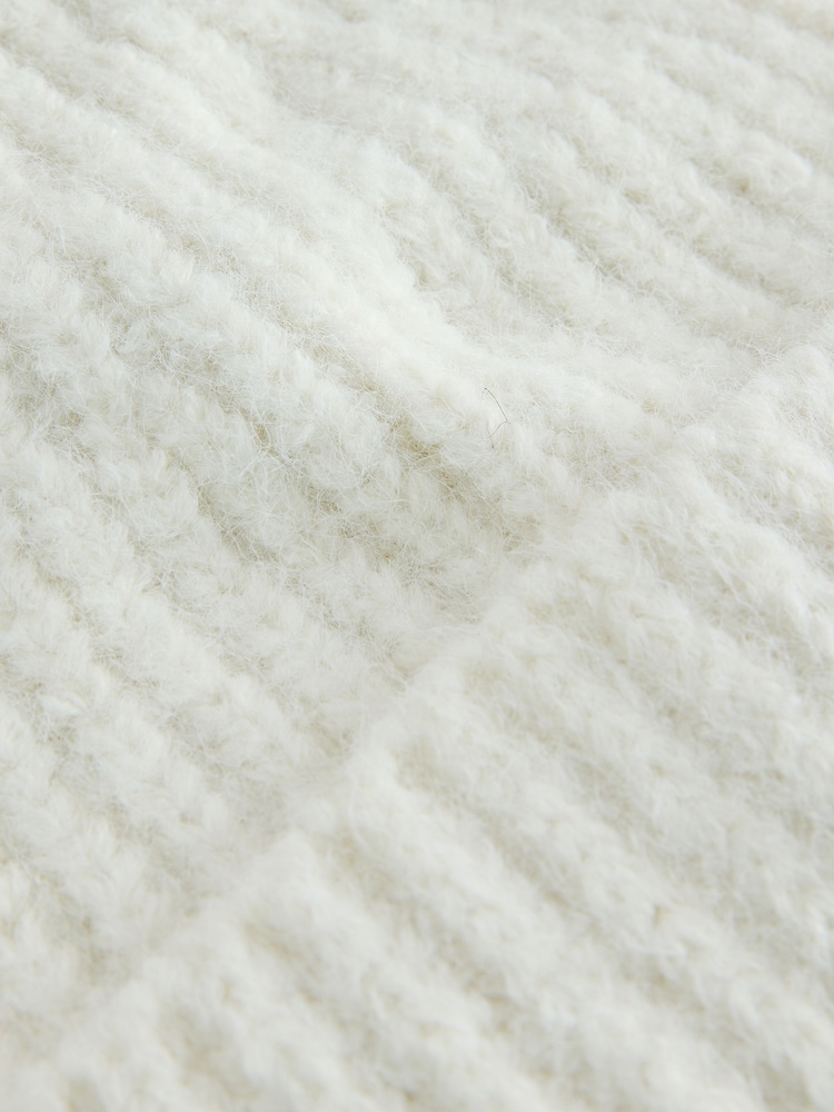 Cream Ribbed Beanie Hat - Image 6 of 6