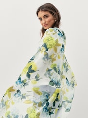Blue/Yellow Floral Plisse Lightweight Scarf - Image 3 of 6