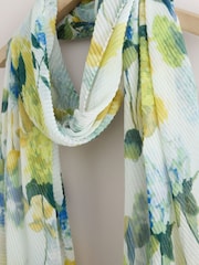 Blue/Yellow Floral Plisse Lightweight Scarf - Image 5 of 6
