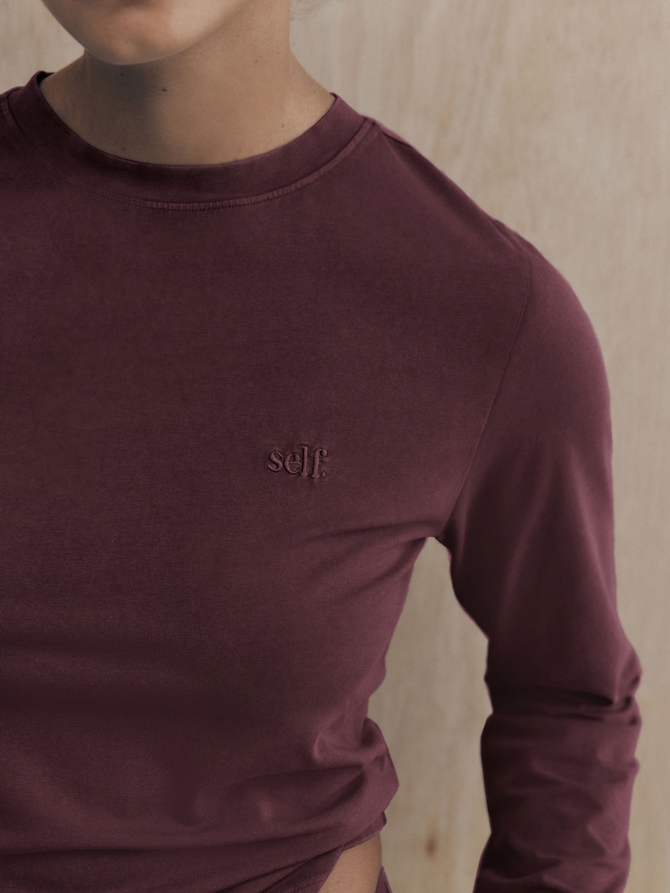 self. Washed Berry Soft Touch Long Sleeve Pyjamas - Image 4 of 4 self. Washed Berry Soft Touch Long Sleeve Pyjamas - Image 4 of 4