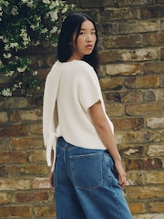 Cream Tie Back Knitted Tank Top - Image 1 of 7