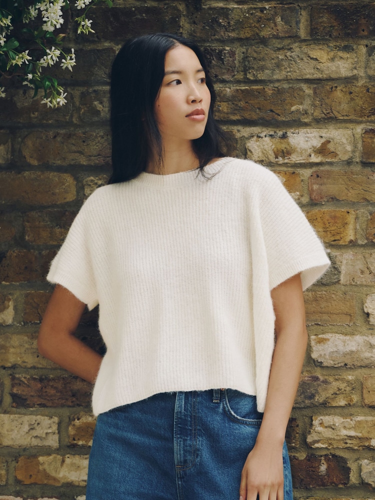 Cream Tie Back Knitted Tank Top - Image 2 of 7