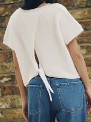 Cream Tie Back Knitted Tank Top - Image 3 of 7