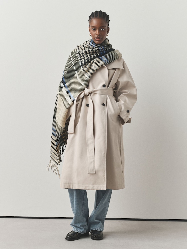 Monochrome Check - Ortaçəkili Scarf - 7şəkildən 2 şəkil