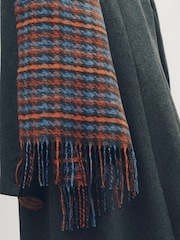 Brown/Blue Check Print - Ortaçəkili Scarf - 10şəkildən 7 şəkil