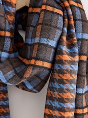 Brown/Blue Check Print - Ortaçəkili Scarf - 10şəkildən 9 şəkil