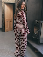 self. Burgundy Red Long Sleeve Button Through Pyjamas - Image 3 of 5