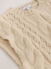 Ecru Cream Pointelle Cable Knitted Tank - Image 7 of 7