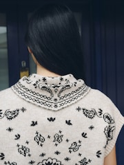 Monochrome Bandana Print Tie Neck Knitted Tank Top - Image 5 of 8