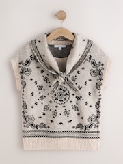 Monochrome Bandana Print Tie Neck Knitted Tank Top - Image 6 of 8
