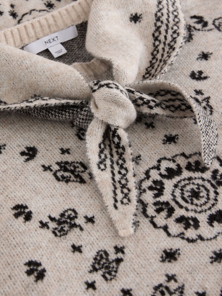 Monochrome Bandana Print Tie Neck Knitted Tank Top - Image 8 of 8