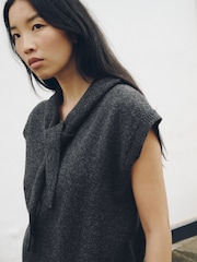 Charcoal Grey Tie Neck Knitted Tank Top - Image 5 of 8