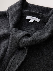 Charcoal Grey Tie Neck Knitted Tank Top - Image 7 of 8