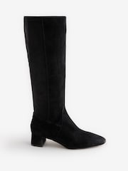 B by Ted Baker Black Leather Sock Knee High Boots - Image 3 of 7