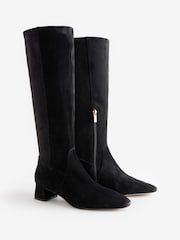 B by Ted Baker Black Leather Sock Knee High Boots - Image 4 of 7