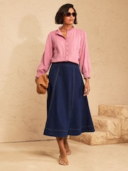 Love & Roses Rose Pink Petite 3/4 Sleeve Broderie Top - Image 3 of 4