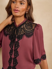 Love & Roses Satin Lace Insert Tea Top - Imagen 2 de 4