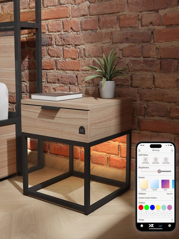 XR Living Oak Black Denver Side Table with App Control LED Lights - Image 1 of 6