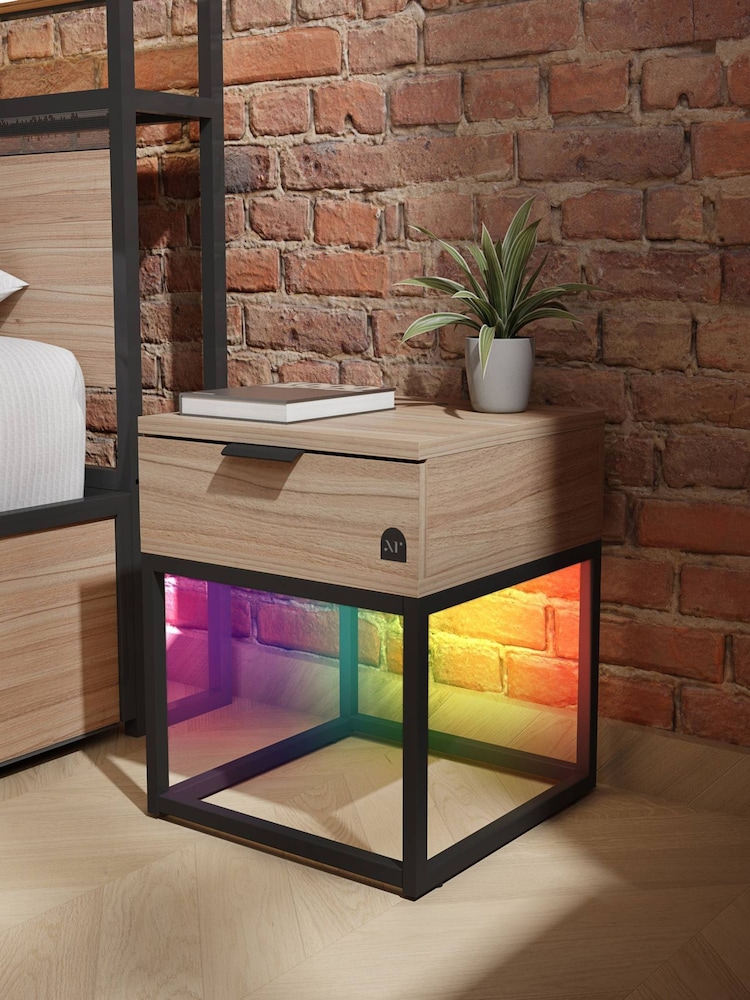 XR Living Oak Black Denver Side Table with App Control LED Lights - Image 2 of 6