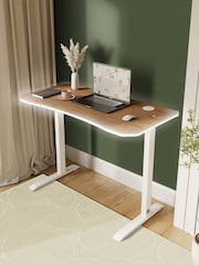 XR Living Oak White Office Desk with Wireless Charging and LED Lights - Image 1 of 6