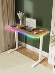 XR Living Oak White Office Desk with Wireless Charging and LED Lights - Image 6 of 6