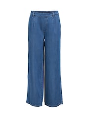 OBJECT Blue Lisa Wide Leg Mid Waist Trousers - Image 4 of 4