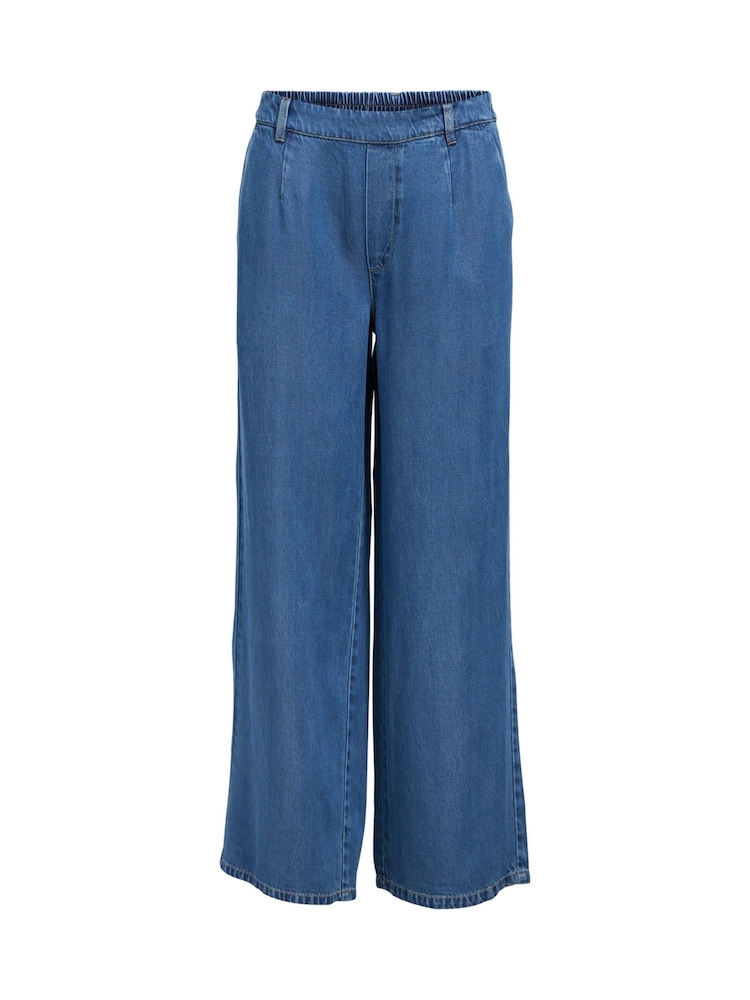 OBJECT Blue Lisa Wide Leg Mid Waist Trousers - Image 4 of 4