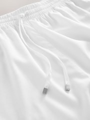 White Pull On Wide Leg Trousers With Linen - Image 7 of 7