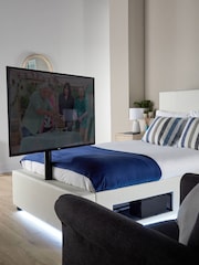 XR Living White Ava Faux Leather TV Bed with LED Lights - Image 3 of 6