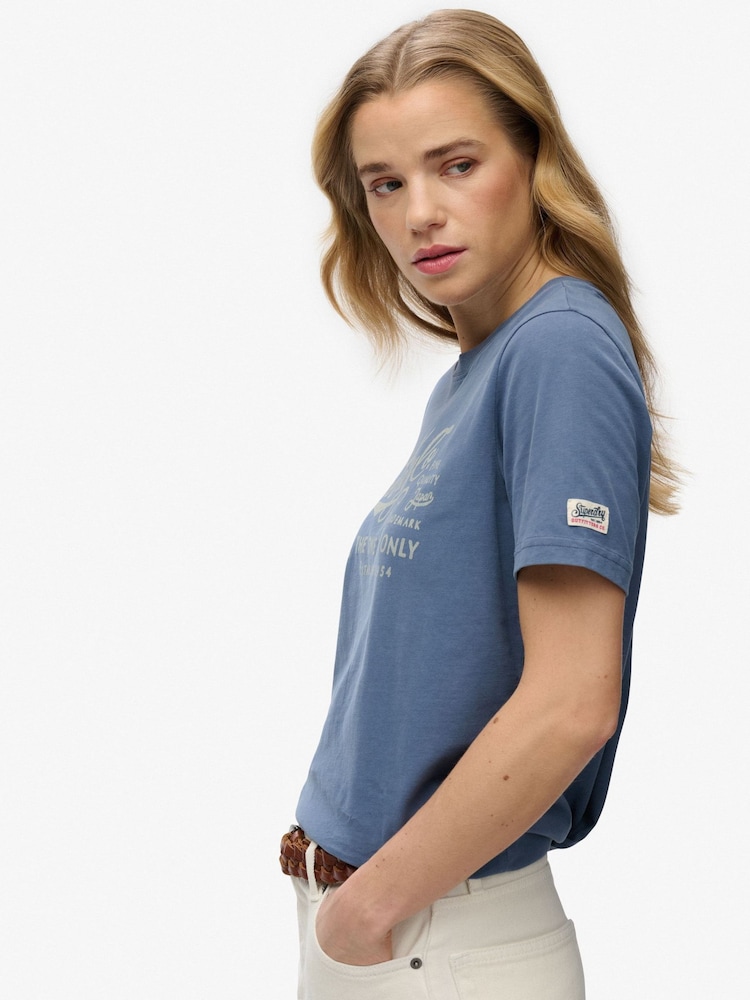 Superdry Blue Industry Workwear Relaxed T-Shirt - Image 2 of 5