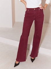 Lipsy Berry Red Adjustable Waist 90s Wide Leg Jeans - Image 2 of 5