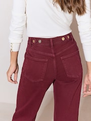 Lipsy Berry Red Adjustable Waist 90s Wide Leg Jeans - Image 3 of 5