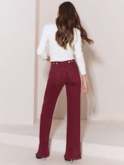 Lipsy Berry Red Adjustable Waist 90s Wide Leg Jeans - Image 5 of 5