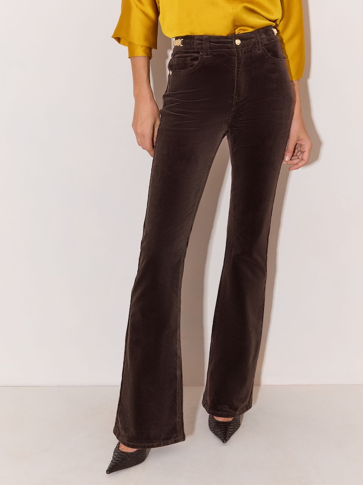 Lipsy Chocolate Brown High Waist Flare Jeans - Image 1 of 5