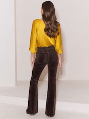 Lipsy Chocolate Brown High Waist Flare Jeans - Image 5 of 5