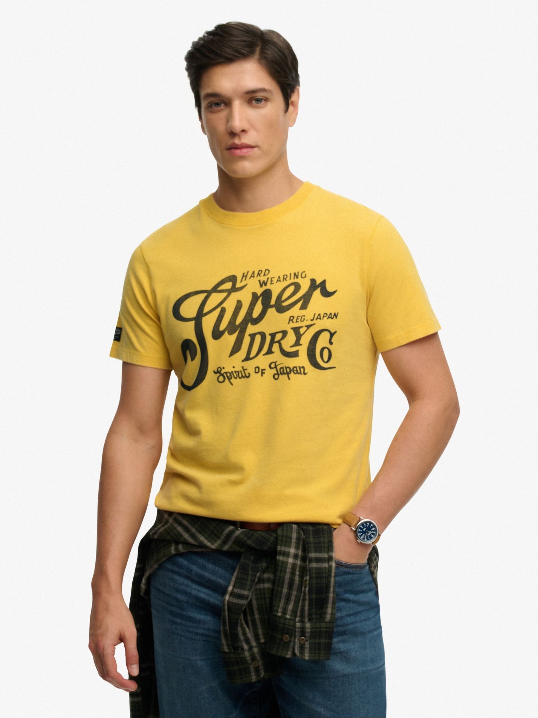 Superdry Men's Yellow T-Shirt Industry Worker - Image 2